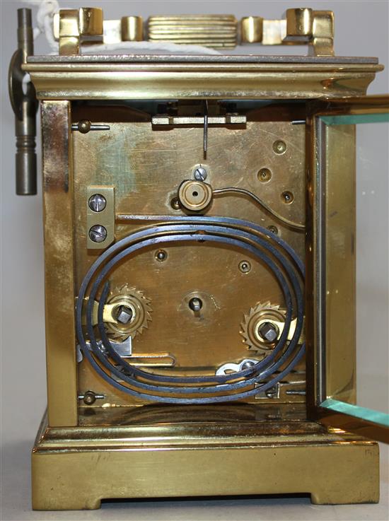 An early 20th century gilt brass carriage clock, 5.25in.